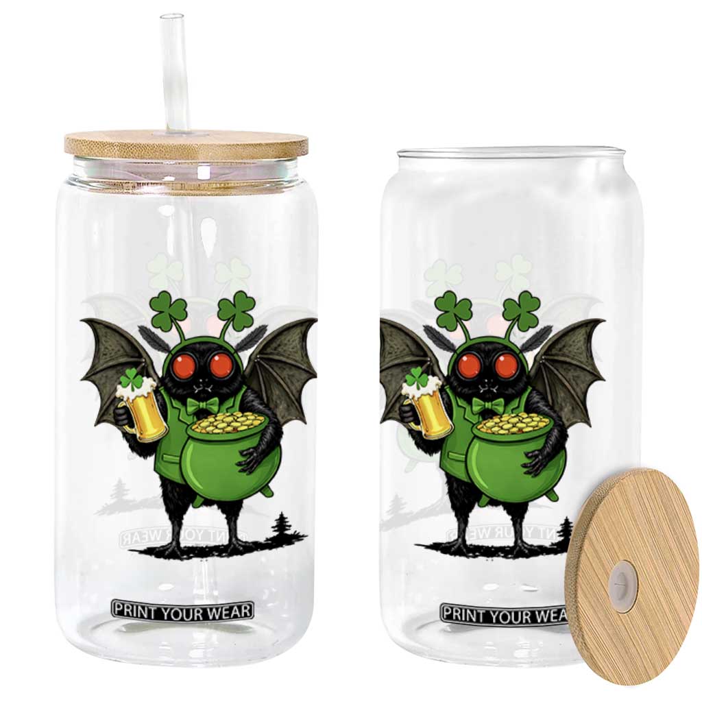 Funny Mothman Glass Can St Patricks Day Cryptid Gift TS12 Print Your Wear