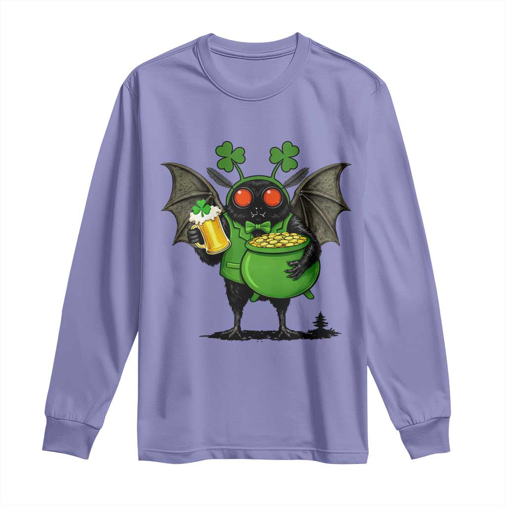 Funny Mothman Long Sleeve Shirt St Patricks Day Cryptid Gift TS12 Violet Print Your Wear