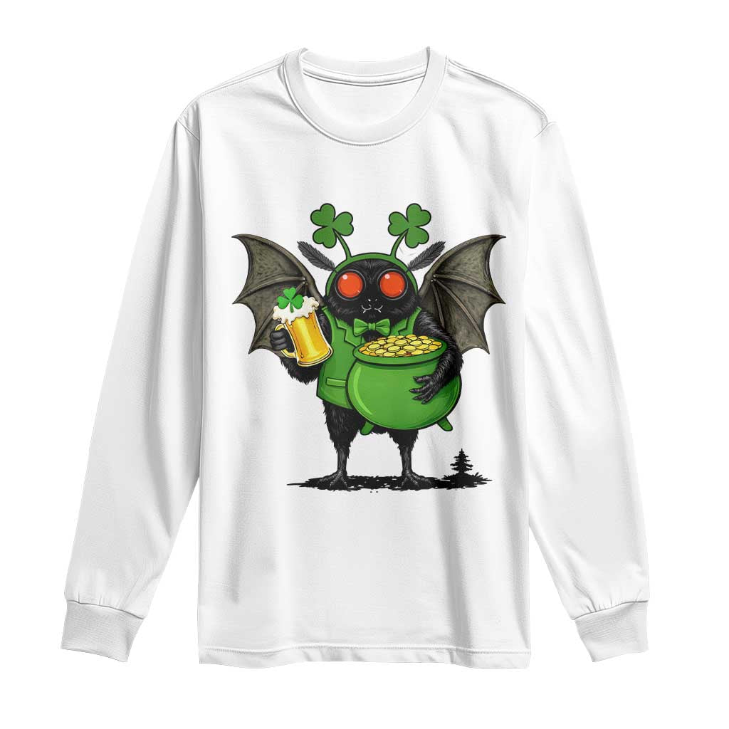 Funny Mothman Long Sleeve Shirt St Patricks Day Cryptid Gift TS12 White Print Your Wear