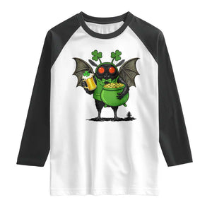 Funny Mothman Raglan Shirt St Patricks Day Cryptid Gift TS12 White Black Print Your Wear