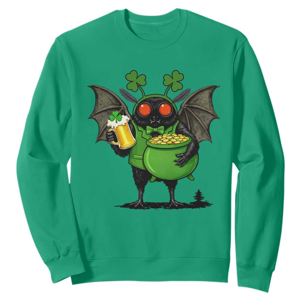 Funny Mothman Sweatshirt St Patricks Day Cryptid Gift TS12 Irish Green Print Your Wear