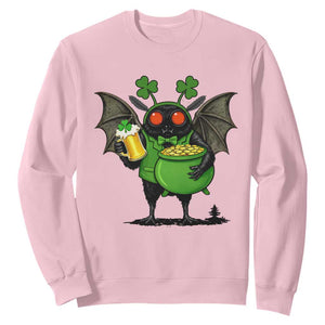 Funny Mothman Sweatshirt St Patricks Day Cryptid Gift TS12 Light Pink Print Your Wear