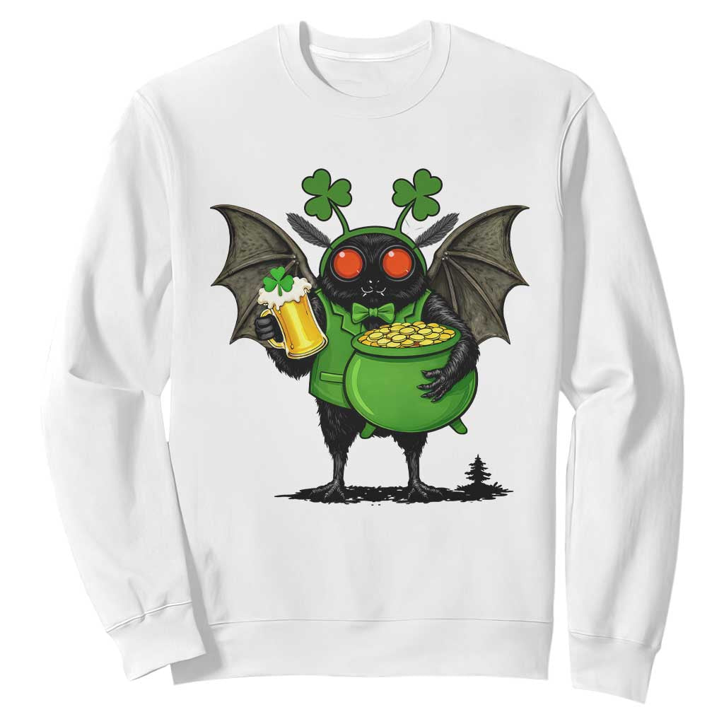 Funny Mothman Sweatshirt St Patricks Day Cryptid Gift TS12 White Print Your Wear