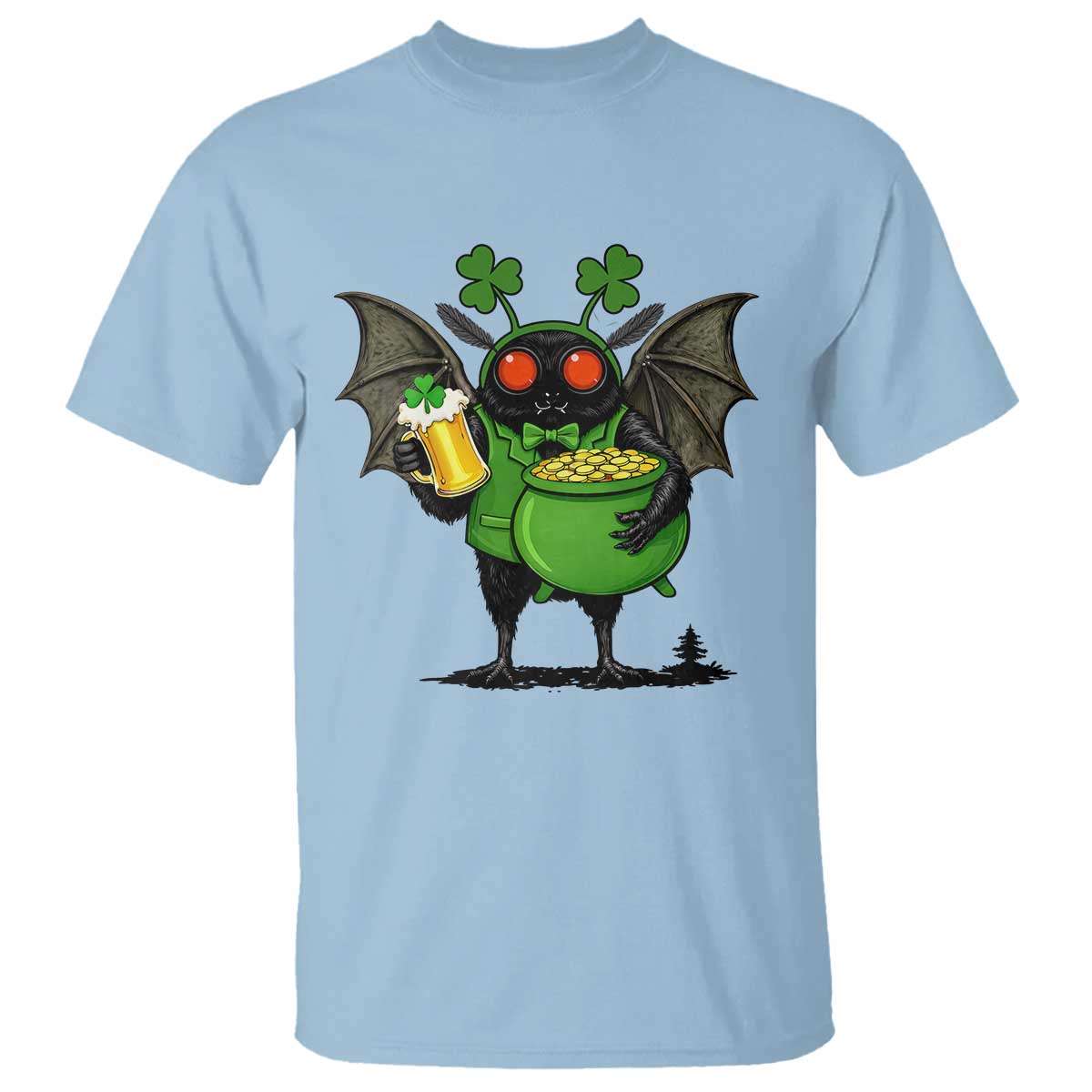 Funny Mothman T Shirt St Patricks Day Cryptid Gift TS12 Light Blue Print Your Wear