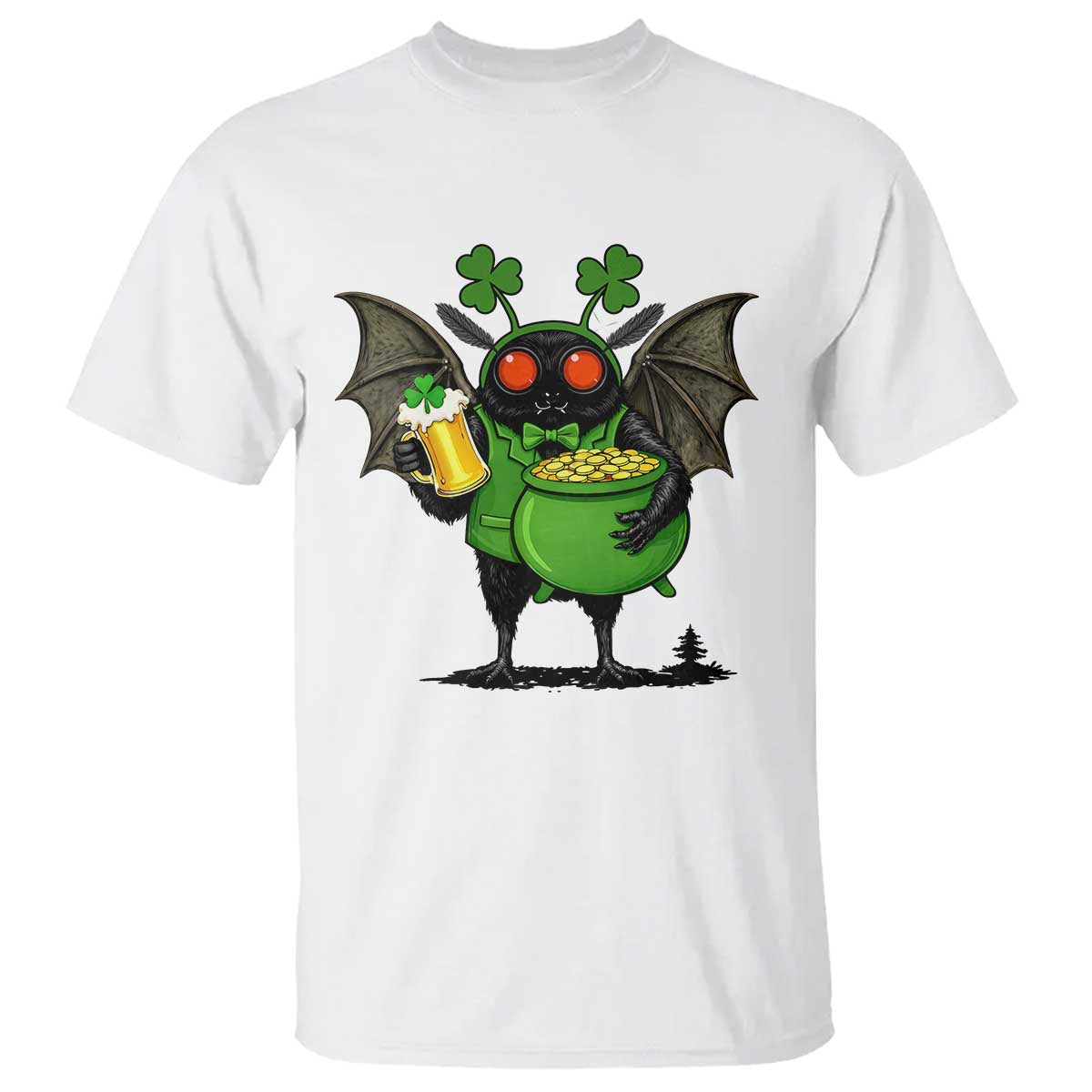 Funny Mothman T Shirt St Patricks Day Cryptid Gift TS12 White Print Your Wear