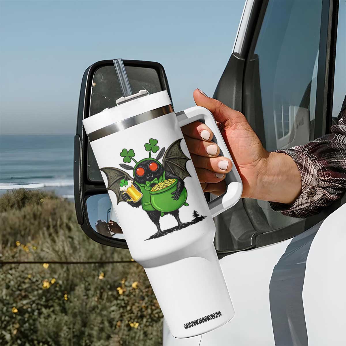 Funny Mothman Tumbler With Handle St Patricks Day Cryptid Gift TS12 Print Your Wear