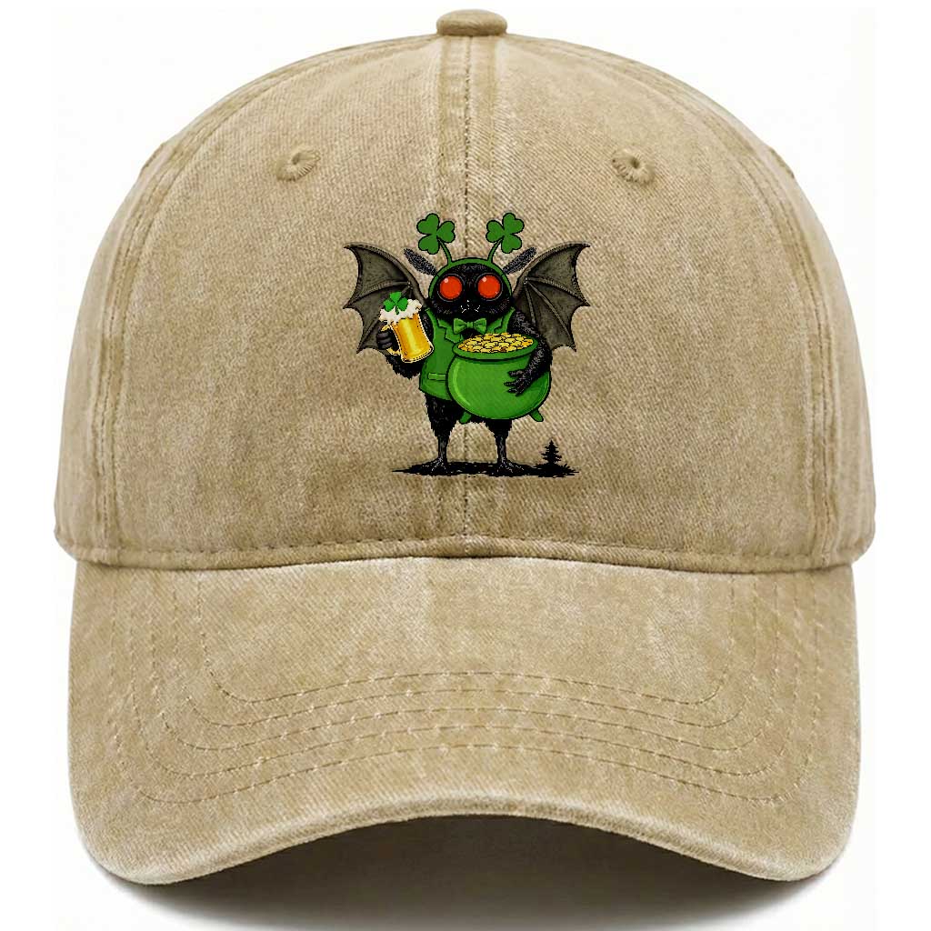 Funny Mothman Washed Cotton Baseball Cap St Patricks Day Cryptid Gift TS12 Print Your Wear