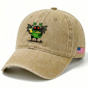 Funny Mothman Washed Cotton Baseball Cap St Patricks Day Cryptid Gift TS12 Print Your Wear