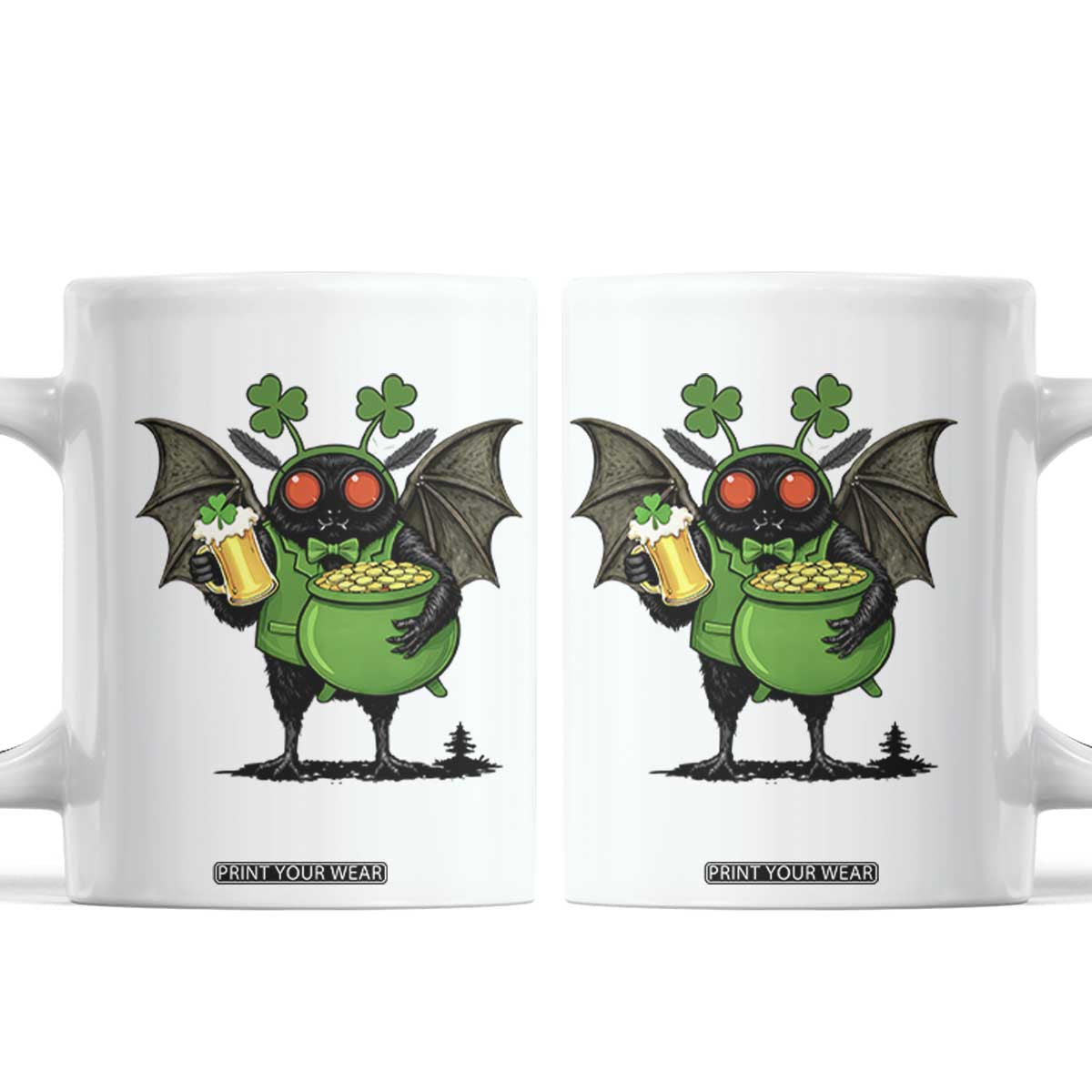 Funny Mothman Coffee Mug St Patricks Day Cryptid Gift TS12 White Print Your Wear