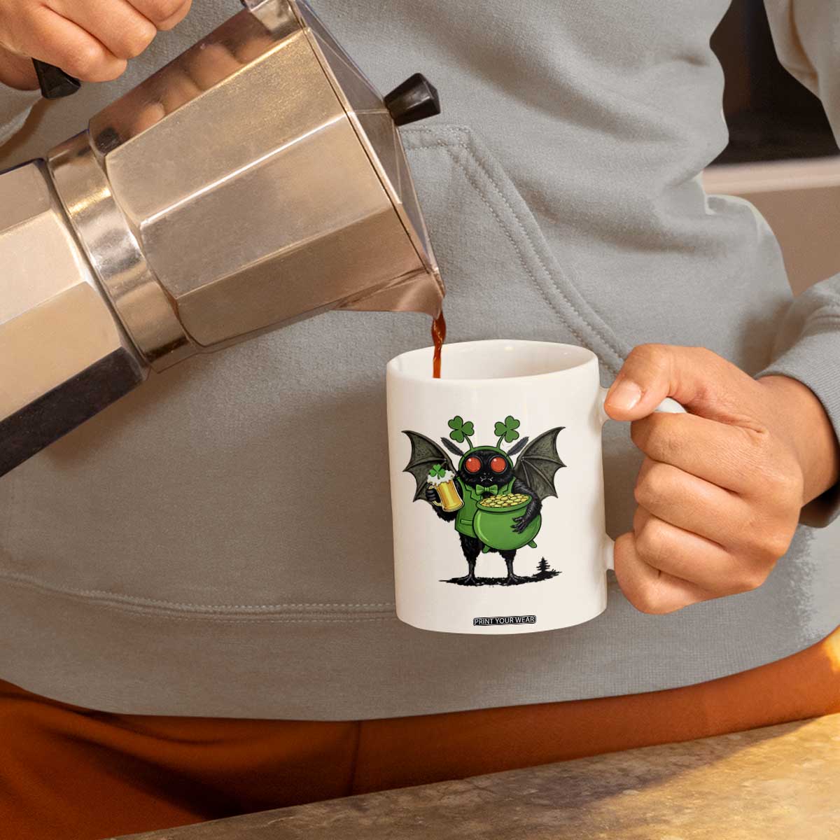 Funny Mothman Coffee Mug St Patricks Day Cryptid Gift TS12 Print Your Wear