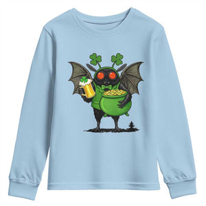 Funny Mothman Youth Sweatshirt St Patricks Day Cryptid Gift TS12 Light Blue Print Your Wear