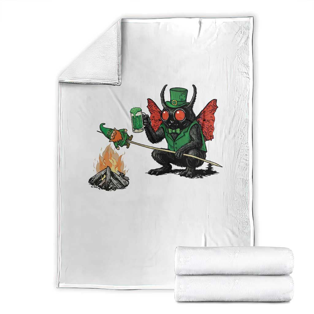 Funny Cryptid Mothman Throw Blanket St Patricks Day Gift TS12 White Print Your Wear