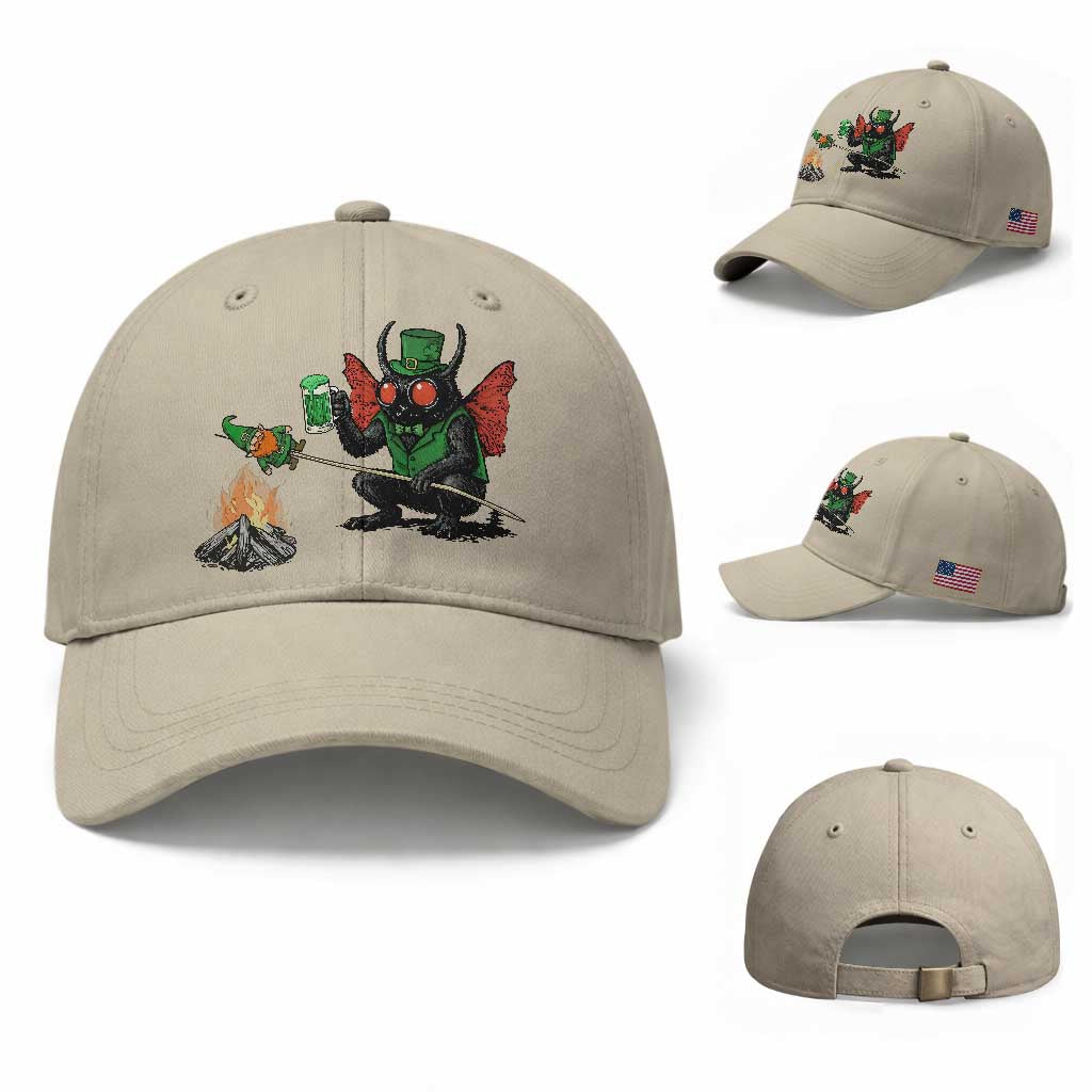 Funny Cryptid Mothman Baseball Cap St Patricks Day Gift TS12 Baseball Cap Universal Fit Beige Print Your Wear