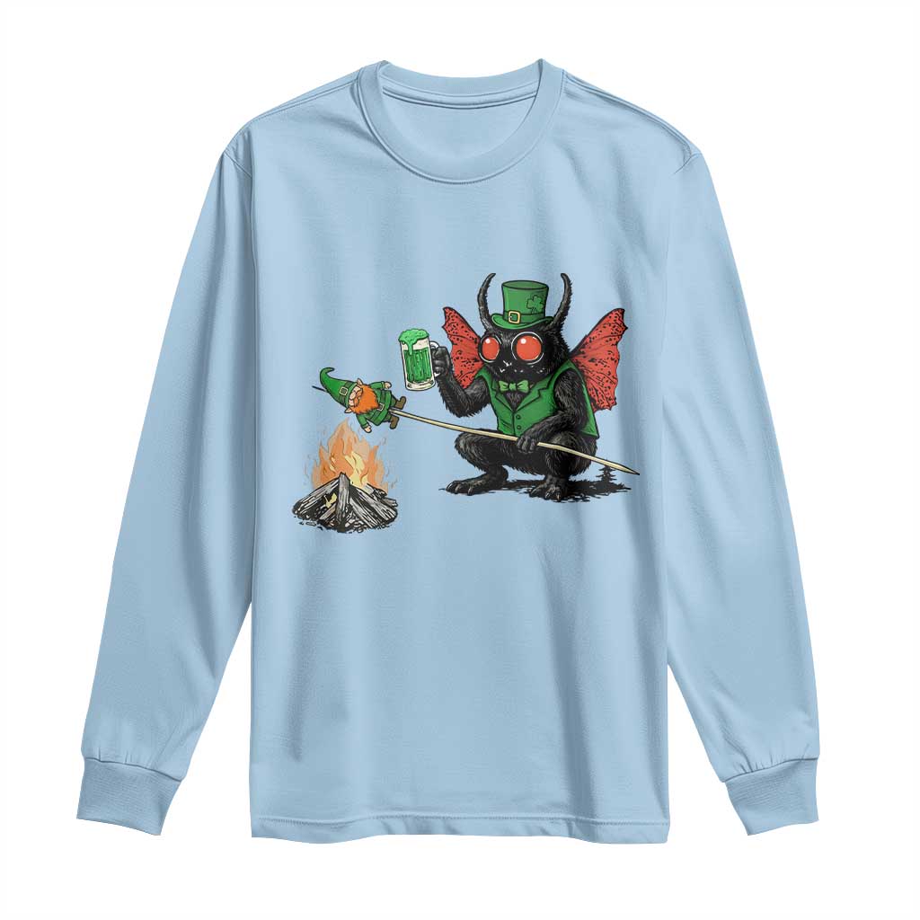 Funny Cryptid Mothman Long Sleeve Shirt St Patricks Day Gift TS12 Light Blue Print Your Wear