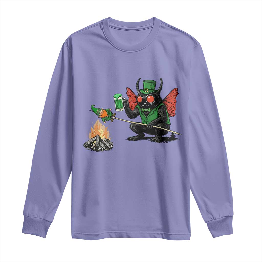 Funny Cryptid Mothman Long Sleeve Shirt St Patricks Day Gift TS12 Violet Print Your Wear