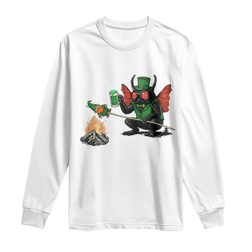 Funny Cryptid Mothman Long Sleeve Shirt St Patricks Day Gift TS12 White Print Your Wear
