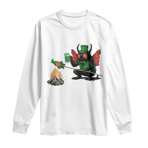 Funny Cryptid Mothman Long Sleeve Shirt St Patricks Day Gift TS12 White Print Your Wear