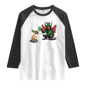 Funny Cryptid Mothman Raglan Shirt St Patricks Day Gift TS12 White Black Print Your Wear