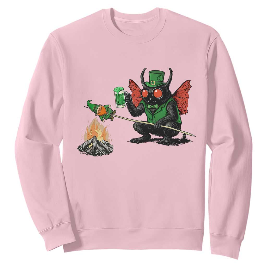 Funny Cryptid Mothman Sweatshirt St Patricks Day Gift TS12 Light Pink Print Your Wear