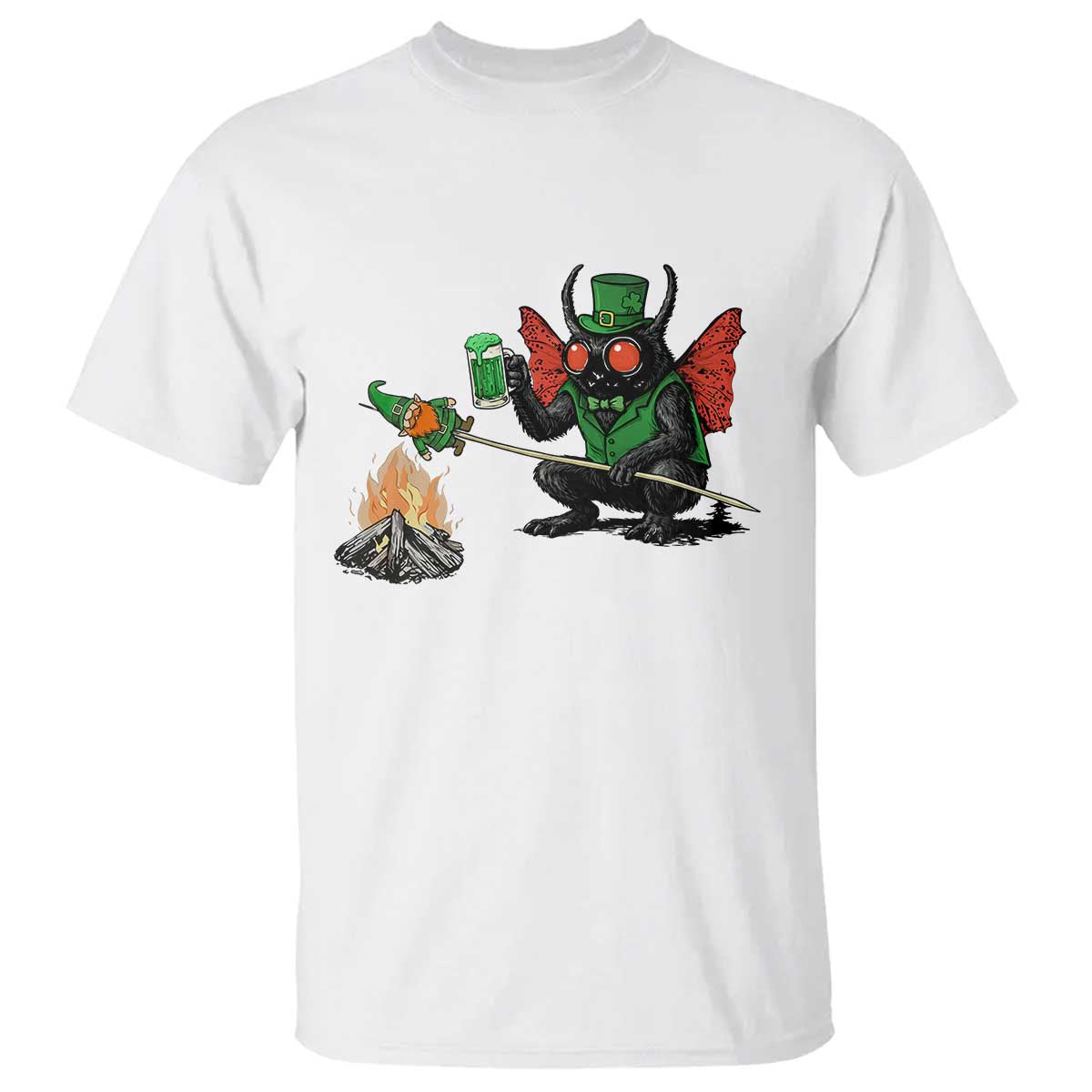 Funny Cryptid Mothman T Shirt St Patricks Day Gift TS12 White Print Your Wear