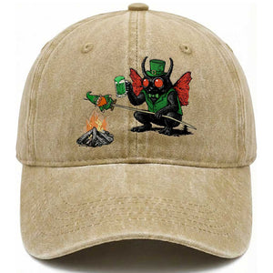 Funny Cryptid Mothman Washed Cotton Baseball Cap St Patricks Day Gift TS12 Print Your Wear
