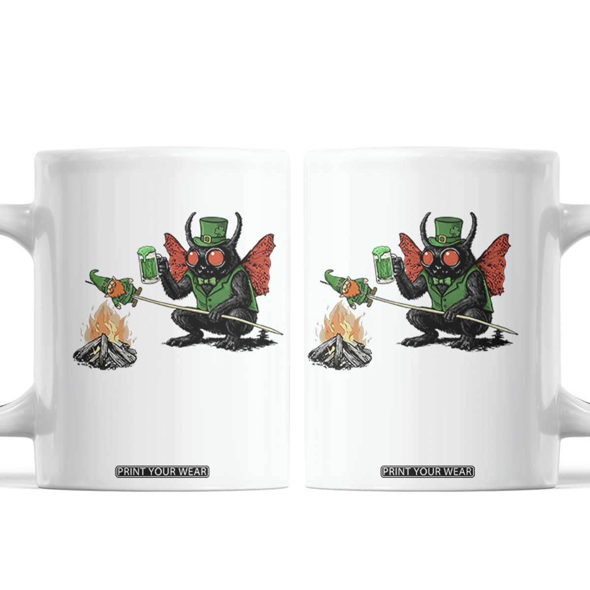 Funny Cryptid Mothman Coffee Mug St Patricks Day Gift TS12 White Print Your Wear