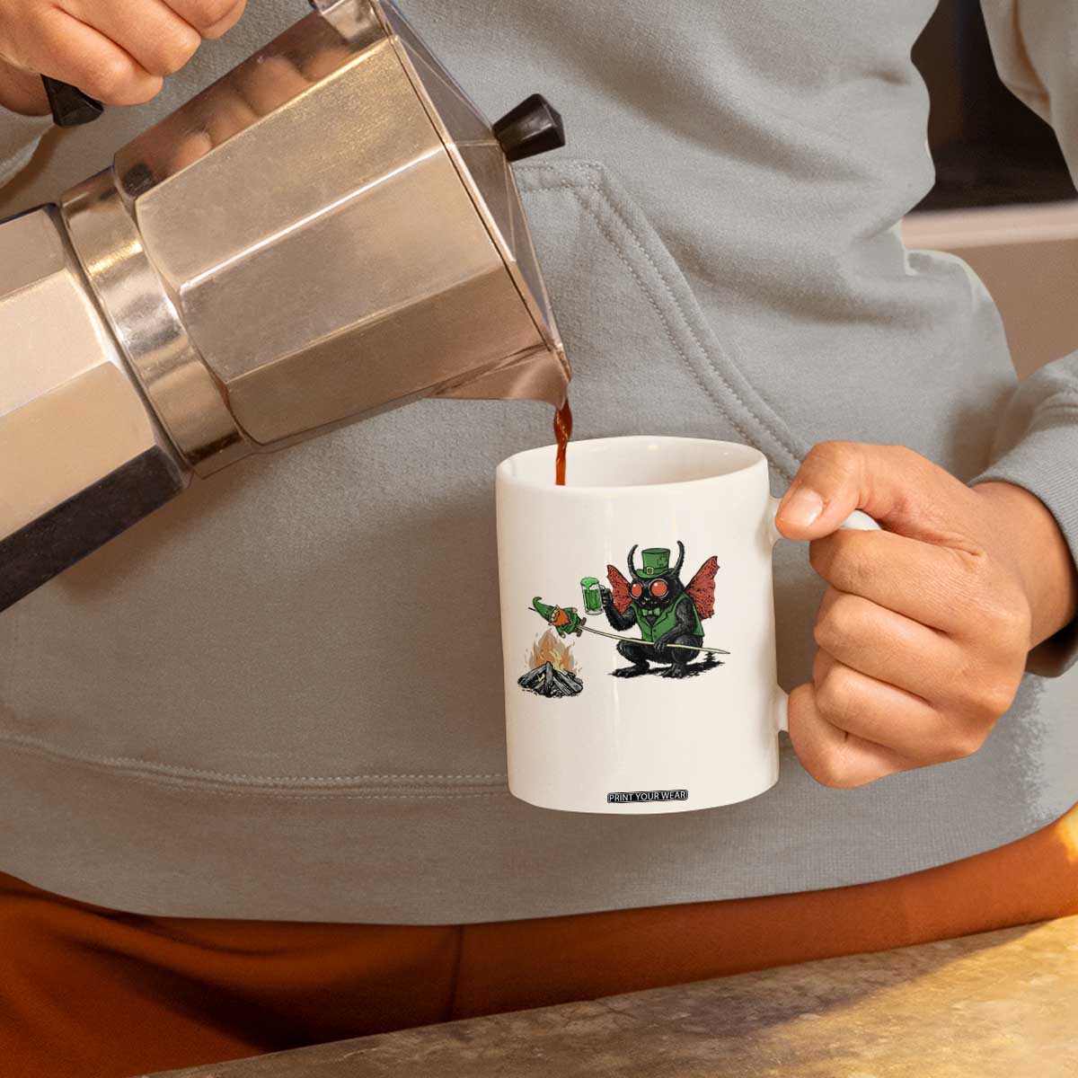 Funny Cryptid Mothman Coffee Mug St Patricks Day Gift TS12 Print Your Wear