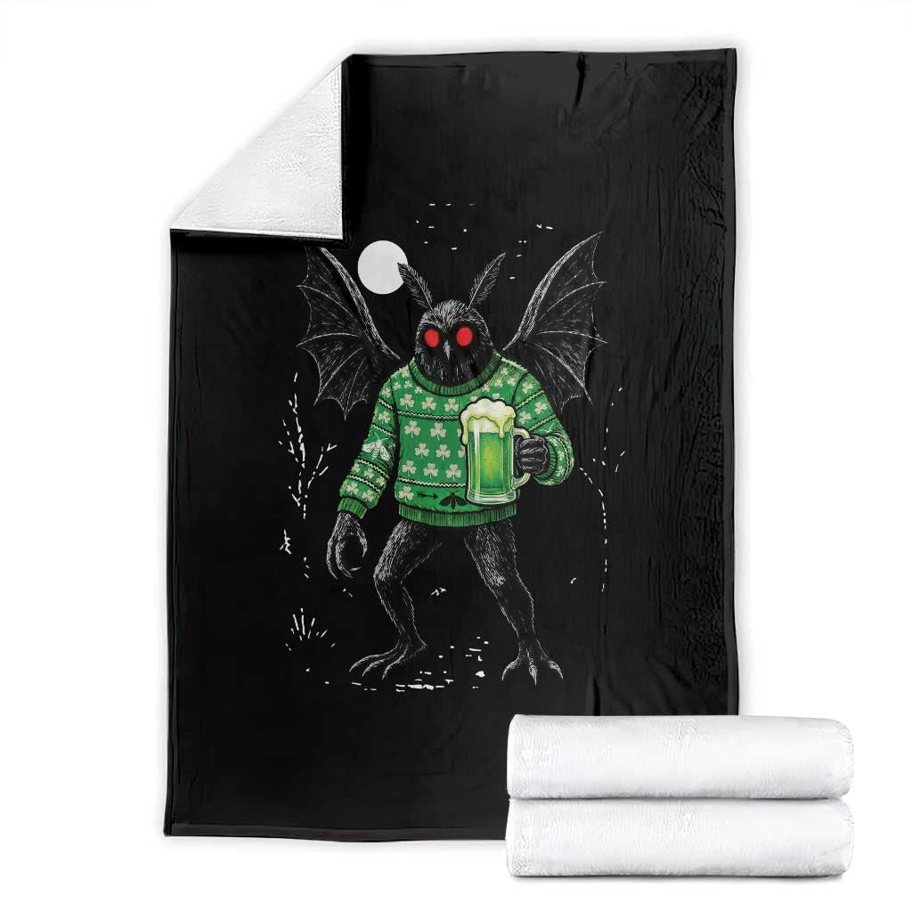 Funny Mothman St Patricks Day Throw Blanket Gift For Cryptid Lovers TS12 Black Print Your Wear