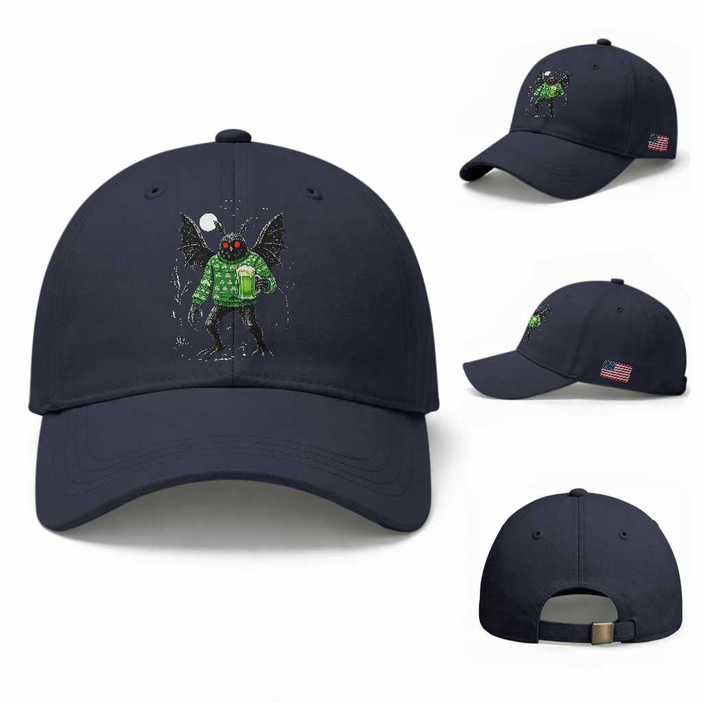 Funny Mothman St Patricks Day Baseball Cap Gift For Cryptid Lovers TS12 Baseball Cap Universal Fit Navy Print Your Wear