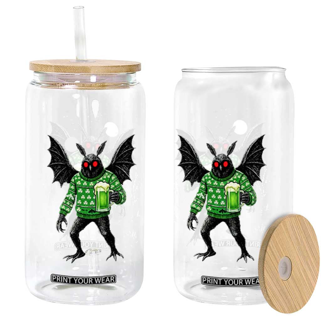 Funny Mothman St Patricks Day Glass Can Gift For Cryptid Lovers TS12 Print Your Wear