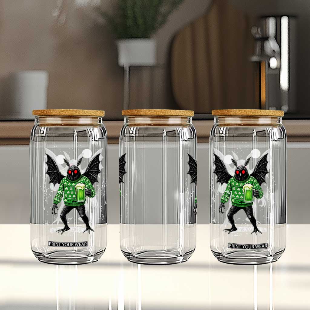 Funny Mothman St Patricks Day Glass Can Gift For Cryptid Lovers TS12 Print Your Wear