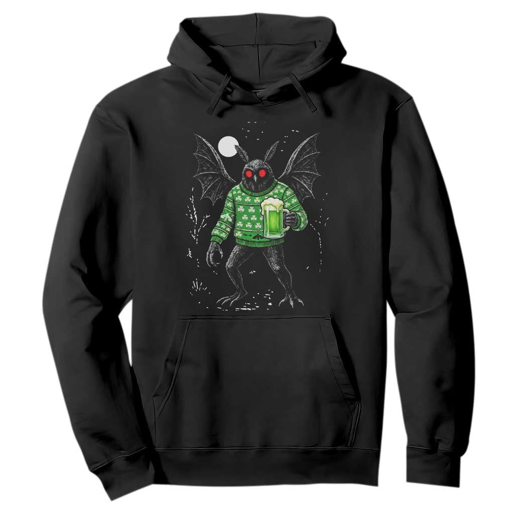 Funny Mothman St Patricks Day Hoodie Gift For Cryptid Lovers TS12 Black Print Your Wear
