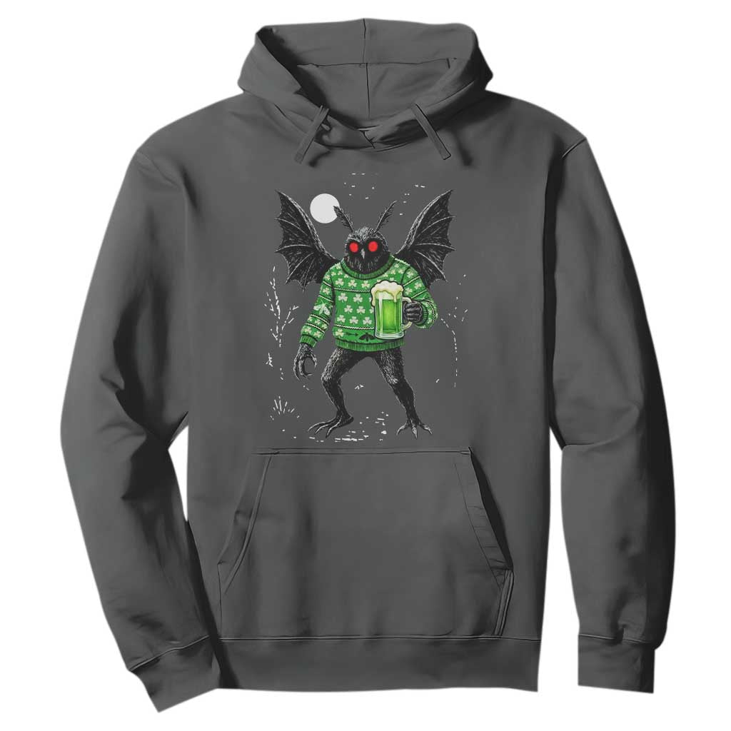 Funny Mothman St Patricks Day Hoodie Gift For Cryptid Lovers TS12 Dark Heather Print Your Wear
