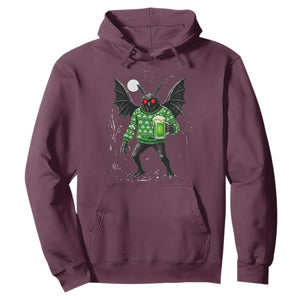 Funny Mothman St Patricks Day Hoodie Gift For Cryptid Lovers TS12 Maroon Print Your Wear