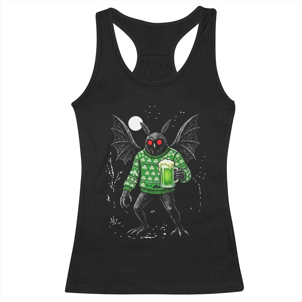 Funny Mothman St Patricks Day Racerback Tank Top Gift For Cryptid Lovers TS12 Black Print Your Wear