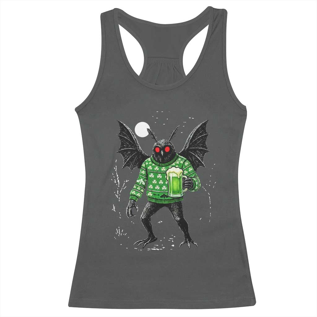Funny Mothman St Patricks Day Racerback Tank Top Gift For Cryptid Lovers TS12 Dark Heather Print Your Wear