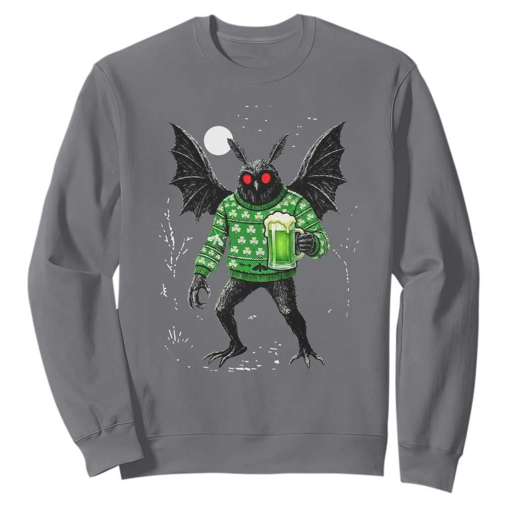Funny Mothman St Patricks Day Sweatshirt Gift For Cryptid Lovers TS12 Charcoal Print Your Wear