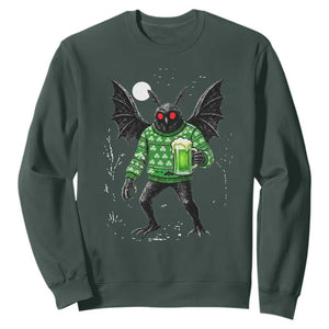 Funny Mothman St Patricks Day Sweatshirt Gift For Cryptid Lovers TS12 Dark Forest Green Print Your Wear