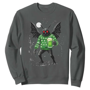 Funny Mothman St Patricks Day Sweatshirt Gift For Cryptid Lovers TS12 Dark Heather Print Your Wear