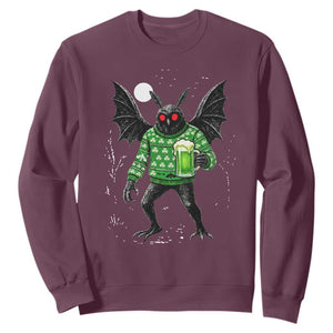 Funny Mothman St Patricks Day Sweatshirt Gift For Cryptid Lovers TS12 Maroon Print Your Wear