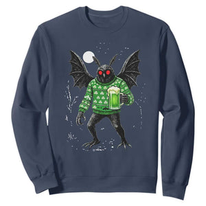 Funny Mothman St Patricks Day Sweatshirt Gift For Cryptid Lovers TS12 Navy Print Your Wear