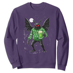 Funny Mothman St Patricks Day Sweatshirt Gift For Cryptid Lovers TS12 Purple Print Your Wear