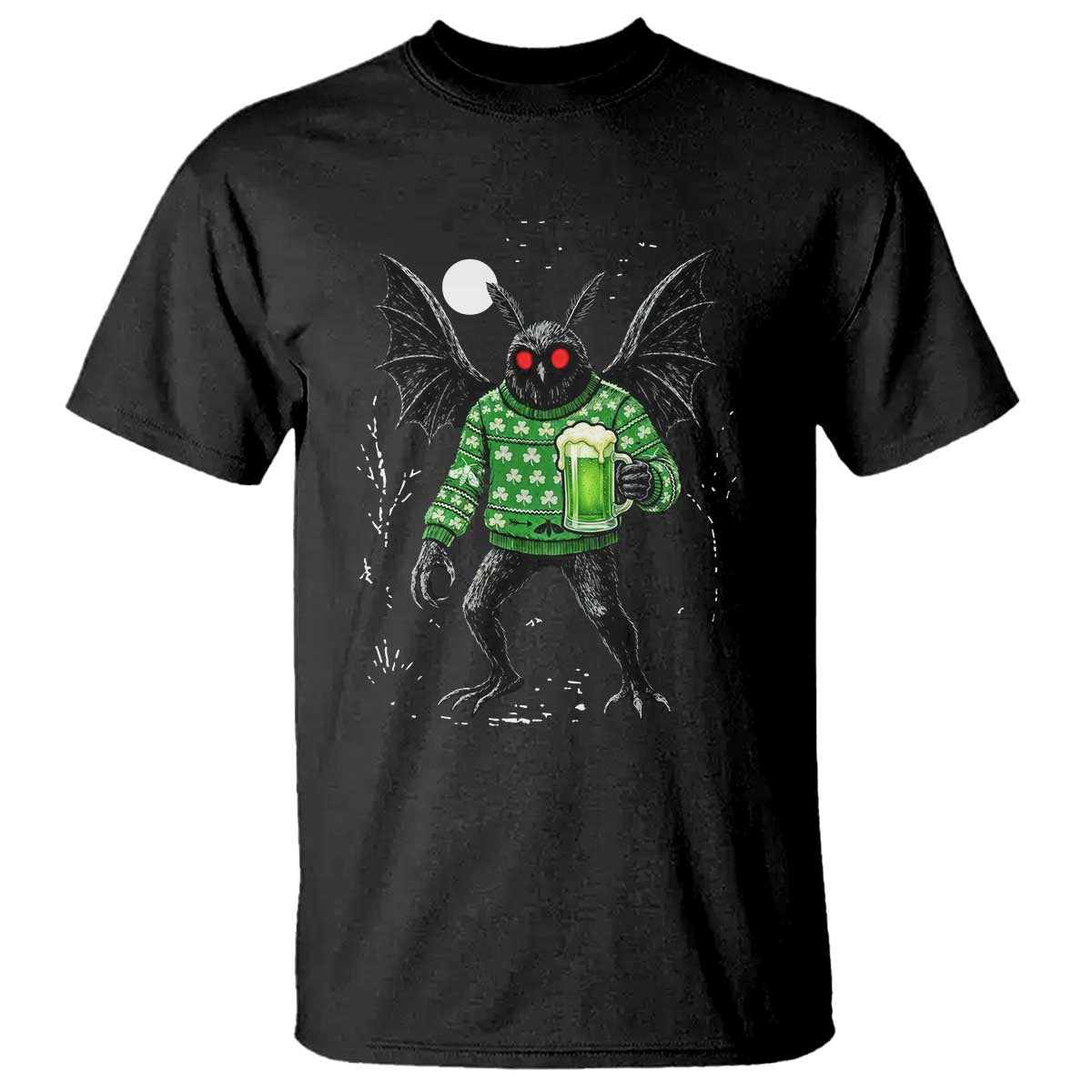 Funny Mothman St Patricks Day T Shirt Gift For Cryptid Lovers TS12 Black Print Your Wear