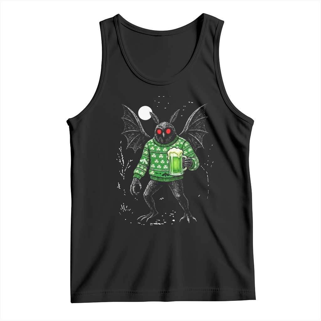 Funny Mothman St Patricks Day Tank Top Gift For Cryptid Lovers TS12 Black Print Your Wear