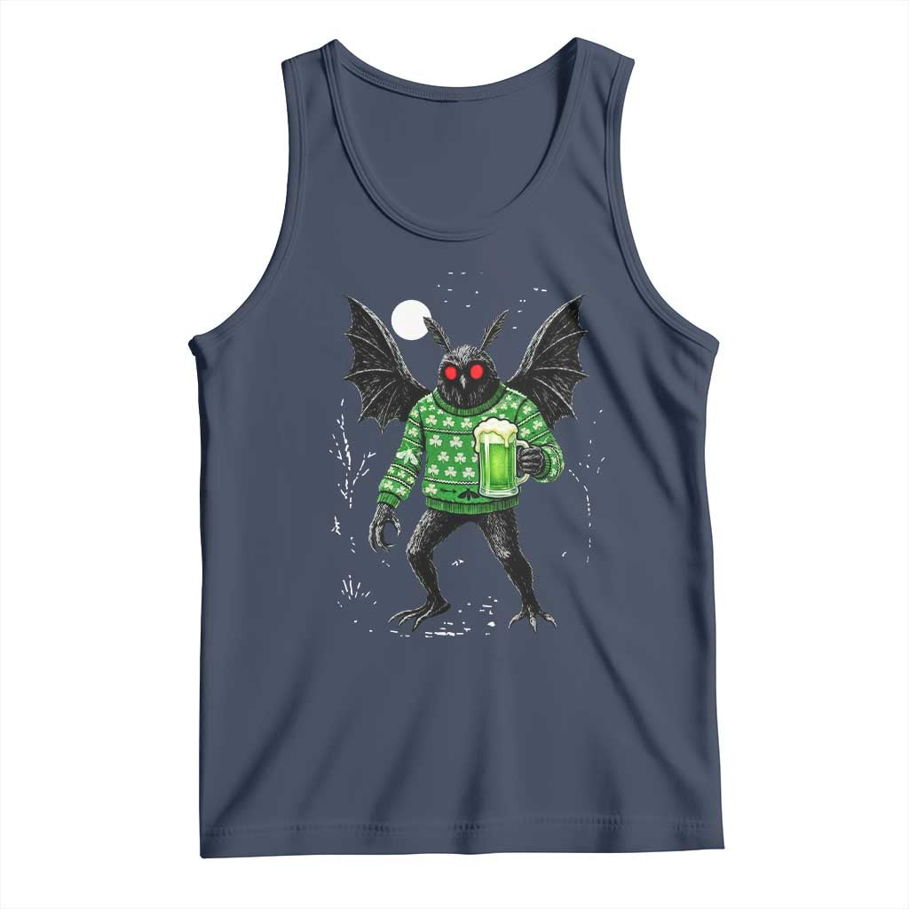 Funny Mothman St Patricks Day Tank Top Gift For Cryptid Lovers TS12 Navy Print Your Wear