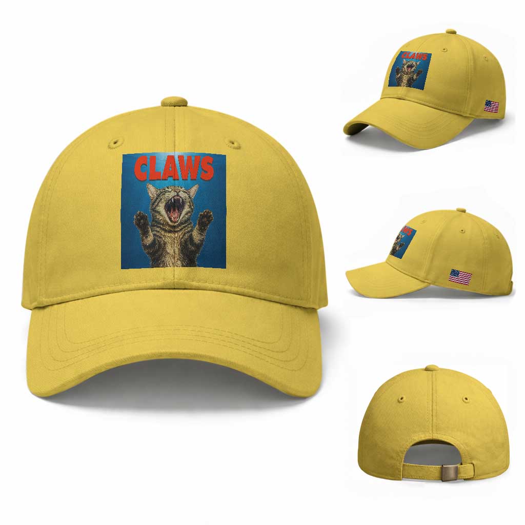 Funny Claws Cat Baseball Cap Horror Movie Parody TS12 Baseball Cap Universal Fit Yellow Print Your Wear