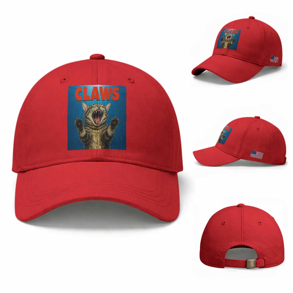 Funny Claws Cat Baseball Cap Horror Movie Parody TS12 Baseball Cap Universal Fit Red Print Your Wear