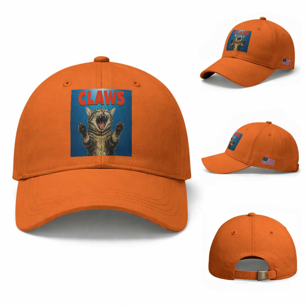 Funny Claws Cat Baseball Cap Horror Movie Parody TS12 Baseball Cap Universal Fit Orange Print Your Wear