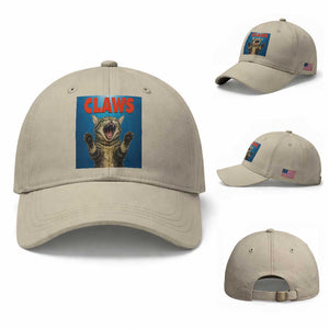 Funny Claws Cat Baseball Cap Horror Movie Parody TS12 Baseball Cap Universal Fit Beige Print Your Wear