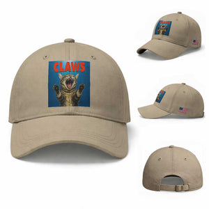 Funny Claws Cat Baseball Cap Horror Movie Parody TS12 Baseball Cap Universal Fit Khaki Print Your Wear